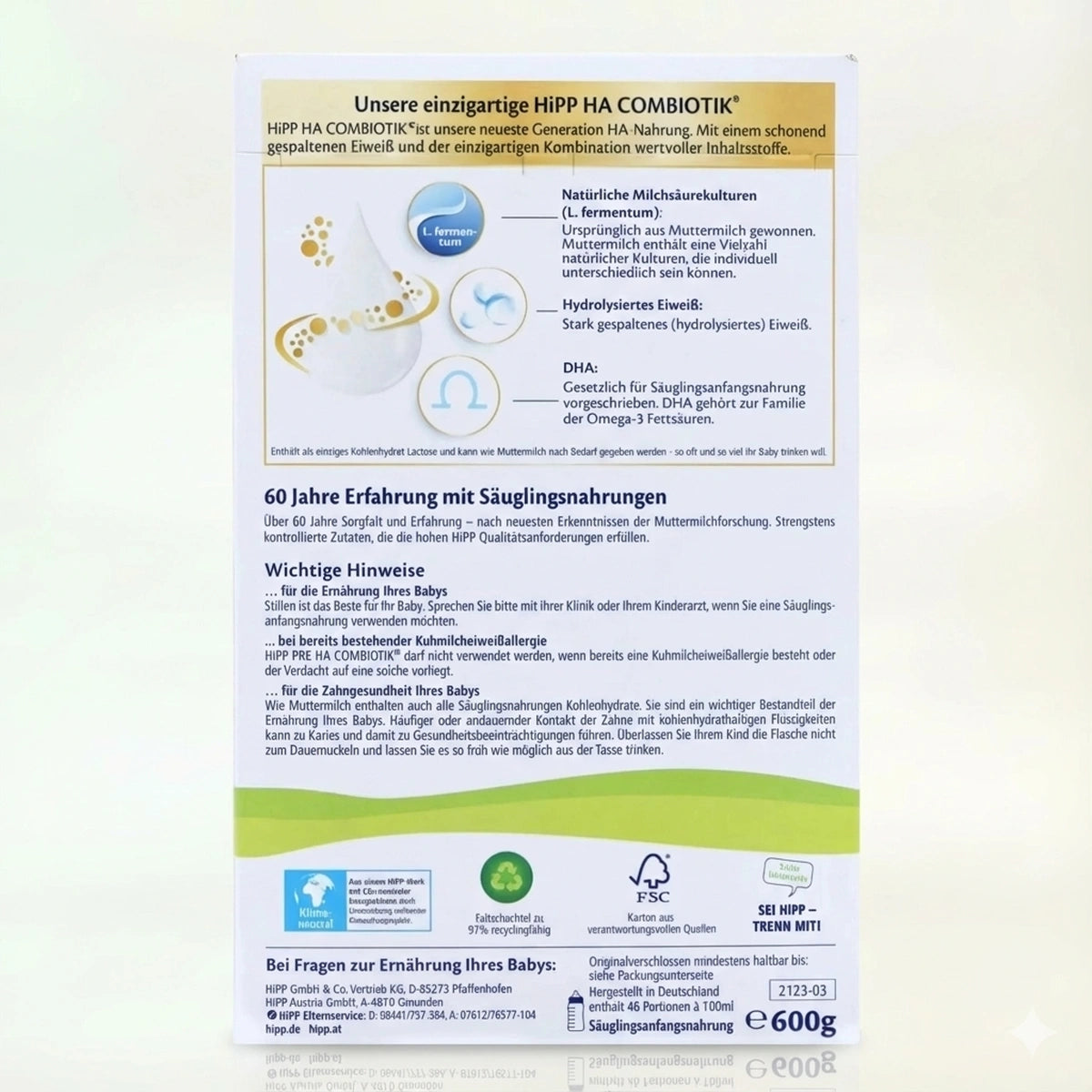 HiPP HA Combiotik PRE Baby Formula preparation instructions | Organic Formula Hub