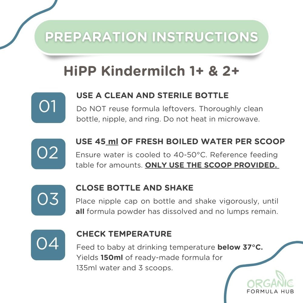 HiPP 1+ Years Combiotik Kindermilch Toddler Formula preparation instructions | Organic Formula Hub 