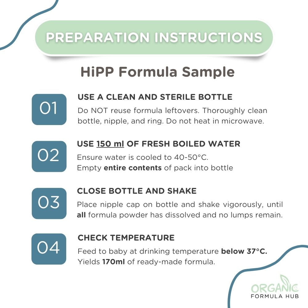 hipp organic formula sampe preparation instructions