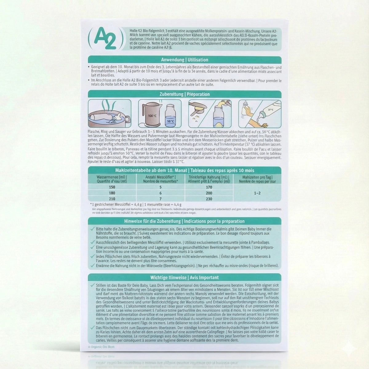 Holle Bio Organic A2 Stage 3 Baby Formula preparation instructions | Organic Formula Hub 