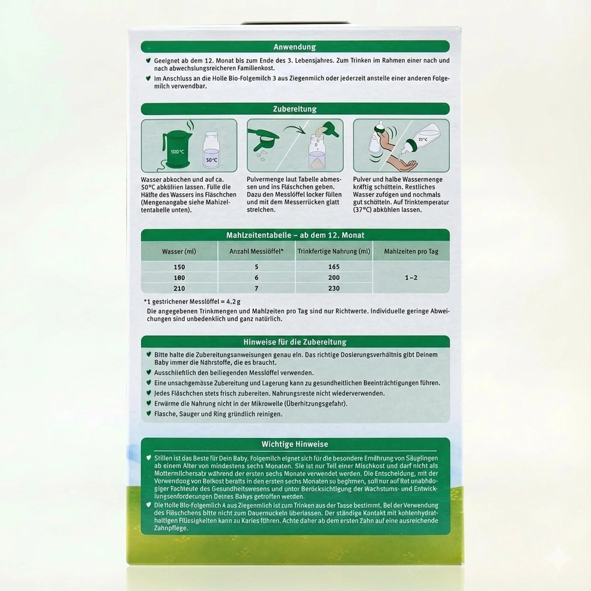 Holle Organic Goat Milk Toddler  Formula Stage 4  preparation instructions | Organic Formula Hub