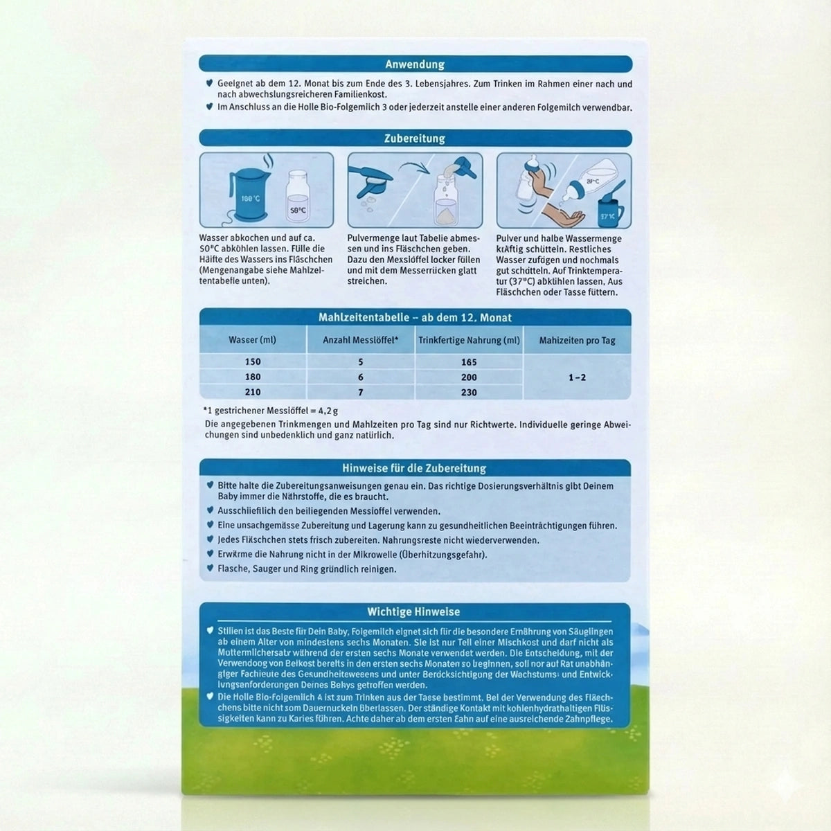 Holle Bio Stage 4 Toddler Formula preparation instructions | Organic Formula Hub